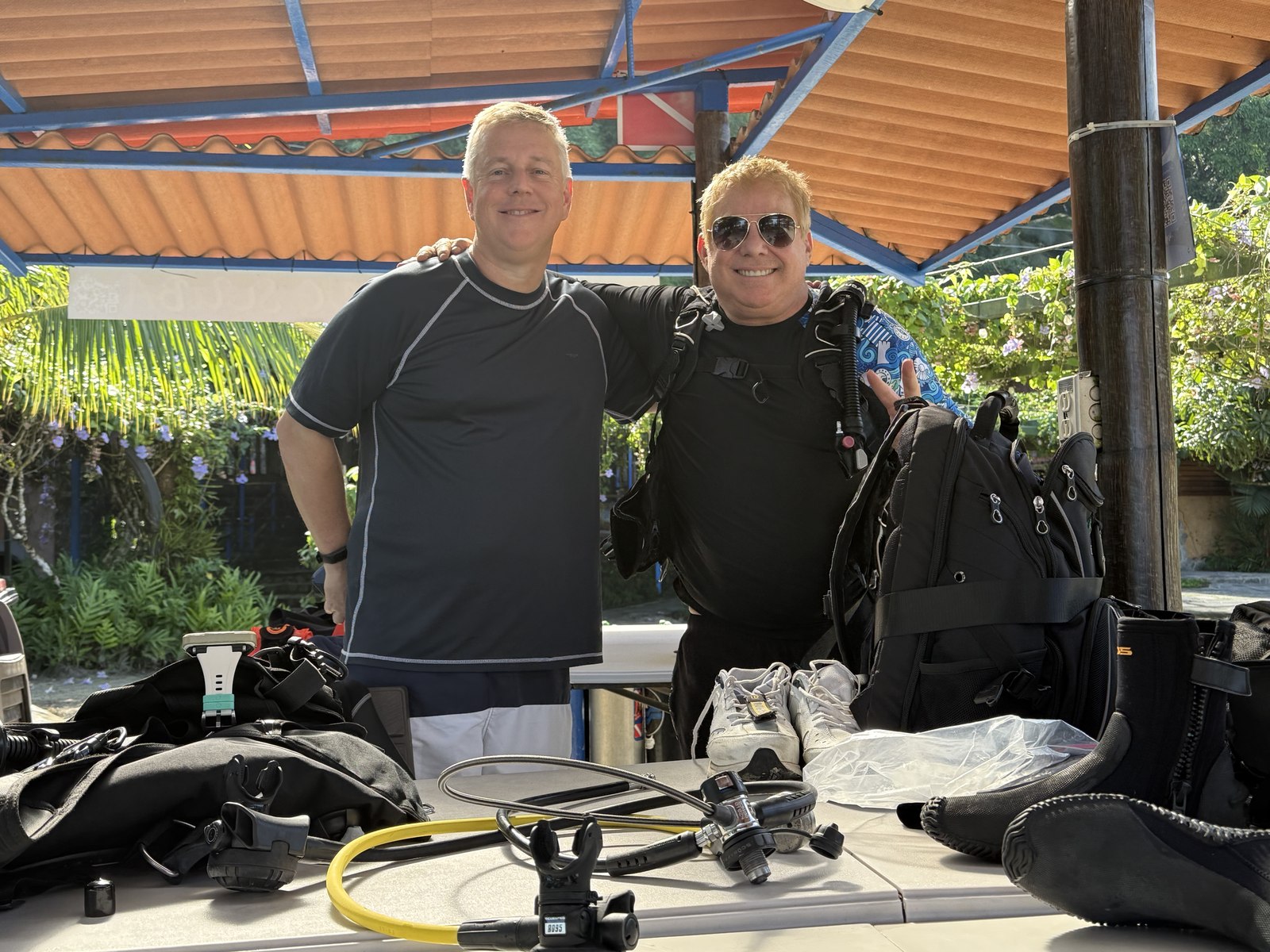 Rick Davis of LOHAS and Steve Bender after a lionfish hunt near Portobelo National Park, Panama